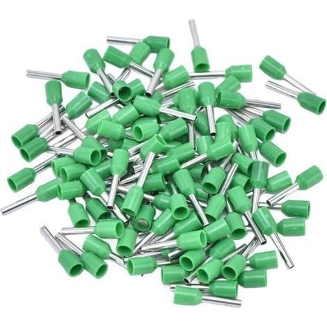 1000Pcs Bornes à sertir isolées pour broches électriques 16 AWG Kit de connecteurs d'extrémité de cordon E1510 Vert, (1/4)