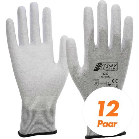 NITRAS ESD-Handschuhe, Schutzhandschuhe 6230 antistatisch, Touchscreen-Handschuhe - VPE 12 Paar - Größe:6 (1/3)