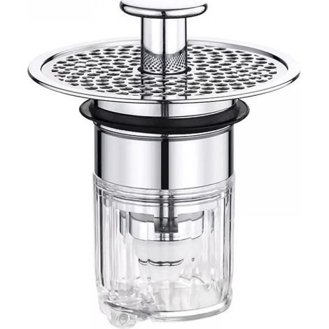 Bouchon De Lavabo Pop-Up Universel 32-42 Mm Avec Filtre En Acier Inoxydable Et Valve Magnétique Anti-Odeur Pour Salle De Bain Et Cuisine - 1 Pièce (1/5)