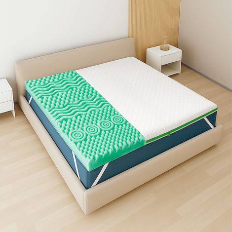 The White Stone Topper 160x200 in Memory Foam Breeze a 9 Zone Differenziate  Altezza 5 cm  Tessuto Polar Anallergico e Rinfrescante  Made in Italy