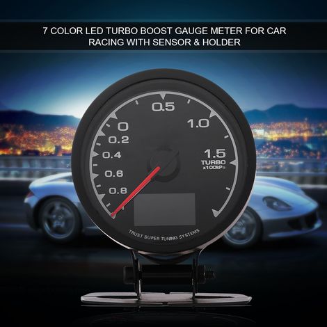 Manomètre de pression de turbo à LED 7 couleurs pour voiture de course avec capteur et support (1/5)