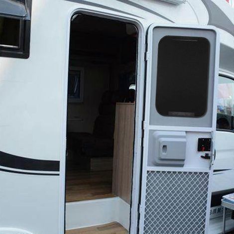 Pare-soleil universel en maille pour porte ou fenêtre de camping-car : bloque les rayons UV et la chaleur pour vos voyages. (1/4)
