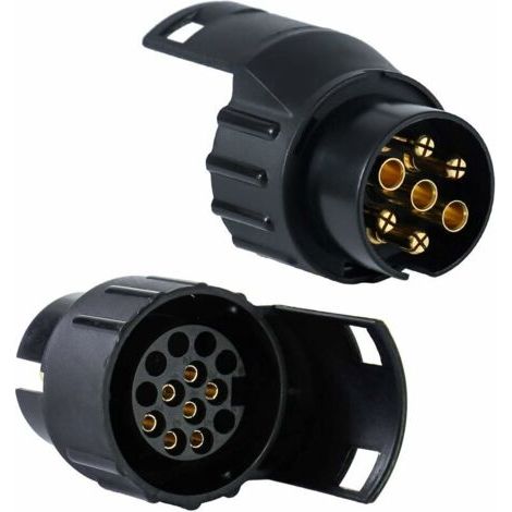 Adaptateur de prise de prise de remorqueQX1523, prise 13 à 7 broches voiture camion barre de remorquage prise de remorquage adaptateur convertisseur avec couvercle (1/4)