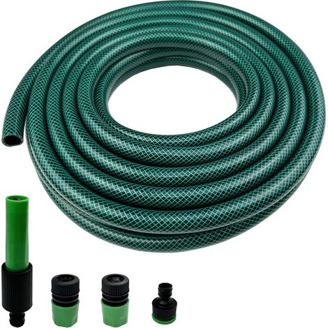 Tuyau d'arrosage court en PVC avec connexion rapide en plastique – 10 m, étanche et anti-nœuds, tuyau de raccordement ID de 12 mm pour machine à laver, camping-car, caravane (1/5)