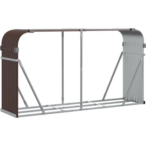 vidaXL Log Holder Brown 180x45x100 cm Galvanised Steel