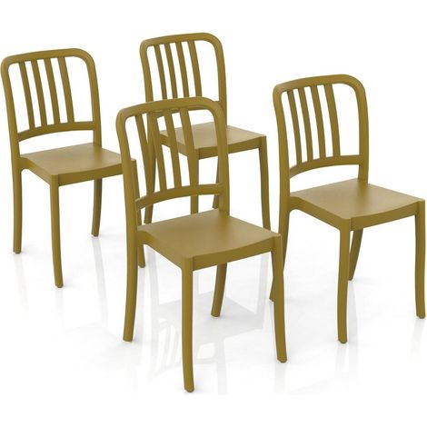 GLOUPIE Set 4 Sedie Impilabili Charme In Polipropilene Neutro Rinforzato Giallo Senape, L 41 x P 53 x H 84,5 Cm, Made In Italy (1/5)