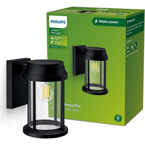 Applique d'extérieur ronde, noire, max. 25 W, IP44 résistant aux intempéries, ampoule non fournie (1/5)