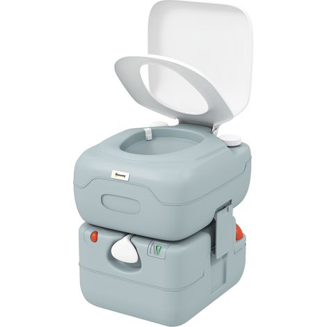 Outsunny Portable Toilet with Detachable Tanks for Camping, Grey (1/5)