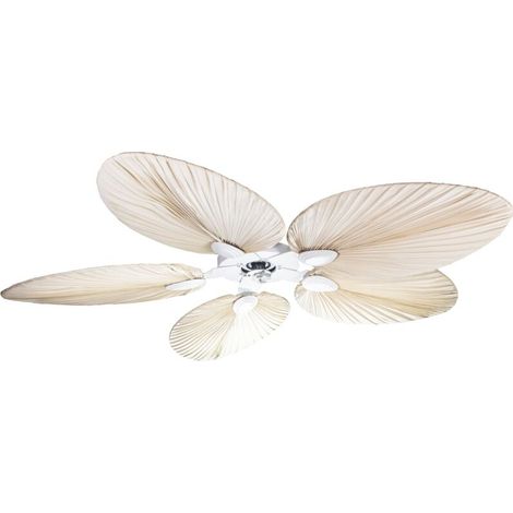 Tenerife - Super destratificateur et ventilateur DC 132 cm Chrome pales bois blanc sans Lumière 25 à 35 m² (1/5)