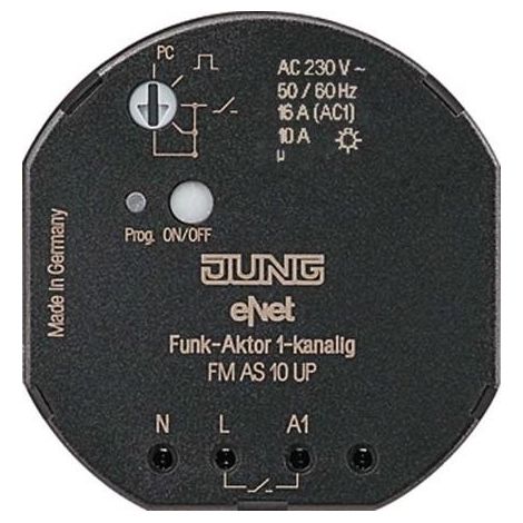 Jung eNet Actionneur de commutation/bouton-poussoir radio 1gang Mini FM AS 10 UP