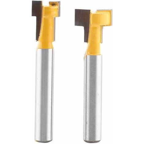 2-teiliges 1/4"-T-Nutfräser-Set mit 3/8"- oder 1/2"-Klinge (Klingenwahl), Holzbearbeitungswerkzeug, Silber, Fonepro (1/5)