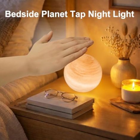 Planète Veilleuse Rechargeable,Lampe de Chevet Tactile,7 Couleurs (Rose) (1/3)