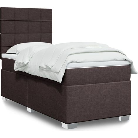 Boxspringbett mit Matratze Dunkelbraun 100x200 cm Stoff