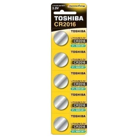 Pack de 5 Pilas de Botón Toshiba CR2016/ 3V