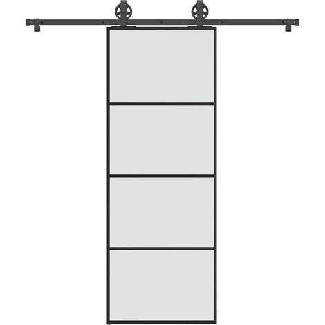 Sliding Door with Hardware Set 76x205 cm ESG Glass&Aluminium vidaXL (1/5)
