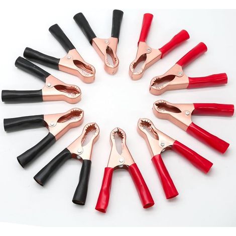 Juego de 10 cables de arranque aislados de 50 A, ideales para cargadores de batería de coches y barcos (negro y rojo) (1/5)
