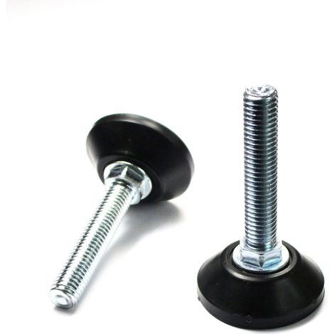Ajile – Pied VÉRIN Réglable Fileté – Base Plastique NOIR Diamètre 40 mm, Tige Filetée en Acier Zingué Diamètre 10 mm (M10) de Longueur 50 mm