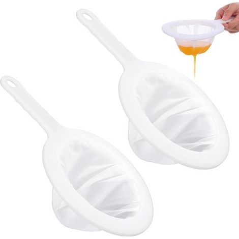 Feinsieb mit Griff 2 Nylonsiebe mit 100/120 Maschenweite zum Filtern von Öl, Saft und Milch (1/5)