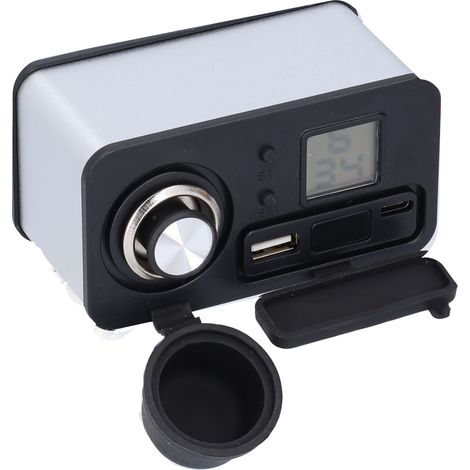 Wasserdichtes 12V USB-C Motorradladegerät, Handy-Netzteil mit Zigarettenanzünderstecker, Silber (1/5)
