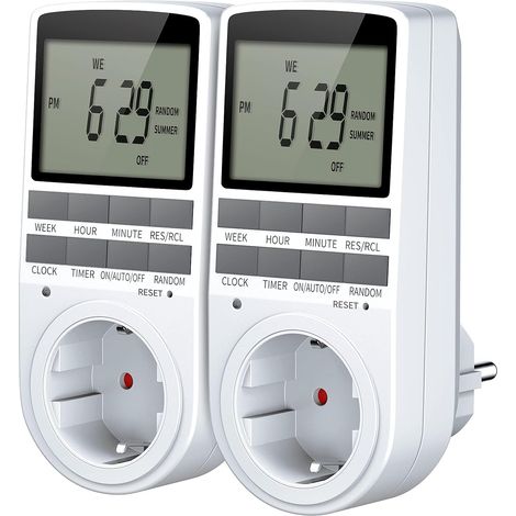 Digitale Zeitschaltuhr Steckdose, elektronische Digitale Zeitschaltuhr mit LCD-Display und Anti-Diebstahl-Zufallsmodus, integrierter Berührungsschutz, Energieeinsparung für Haushaltsgeräte (1/5)