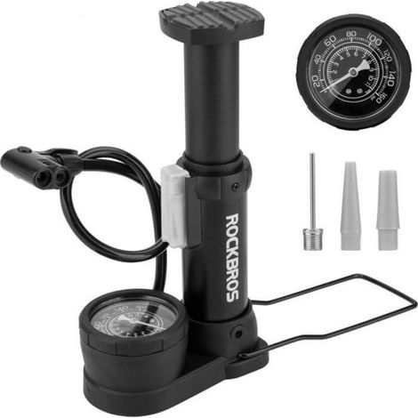Pompe À Pied - Manomètre Intégré - Aluminium Nylon - Pour Gonflables - 7 Bar - Noir (1/5)