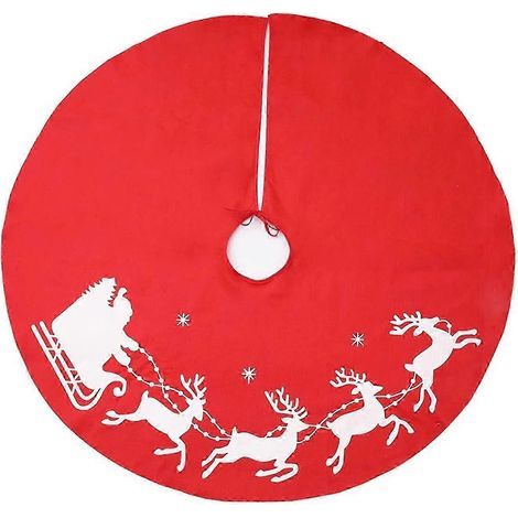Tapis de sol pour sapin de Noël, jupe de sapin non tissée, tapis de sapin de Noël avec renne rouge, couverture ronde pour sapin de Noël, jupe de sapin de Noël à motifs (1/5)