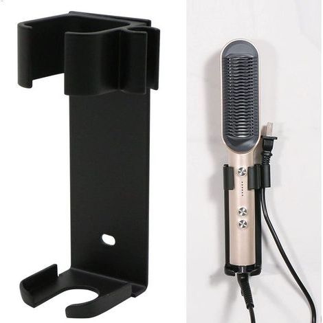 Support mural sans perçage, compatible avec Dyson Airwrap, en aluminium, pour lisseur (noir) (1/4)