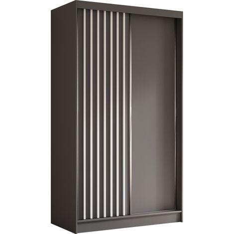 AX LIVING Cabinio Kleiderschrank 120 cm breit Schiebetüren Grau/Weiß