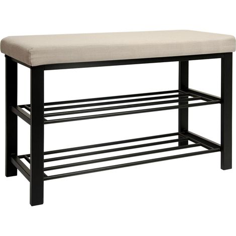 Schuhbank mit Polster - 81x32x50 Schuhregal mit Sitzfläche - Garderobenbank Flur (1/5)