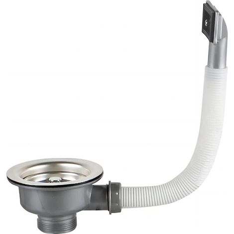 Crépine de panier de vidange d'évier de cuisine, 110 mm 1½", en acier inoxydable, avec trop-plein rectangulaire, adaptée aux drains d'évier de cuisine pour maintenir un drainage lisse (1/4)