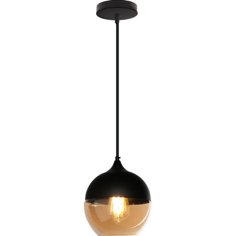 Industrielle Pendelleuchte Vintage Glas Hängelampe, E27 Deckenleuchte, Glas Schirm für Esszimmer Schlafzimmer Wohnzimmer Küche (Kugelförmig)
