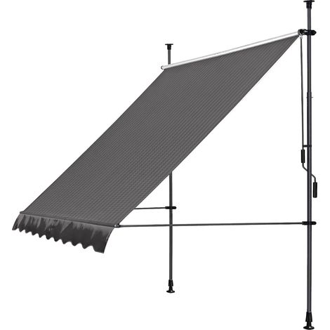 Klemmmarkise 250x130cm Grau Balkonmarkise Sonnenschutz Terrassenüberdachung Höhenverstellbar von 200-290cm Markise Balkon ohne Bohren (1/5)