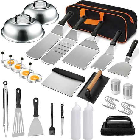Ensemble d'ustensiles de barbecue en acier inoxydable, plaque à viande en fonte, pelle à barbecue, assortiment d'ustensiles de barbecue (1/5)