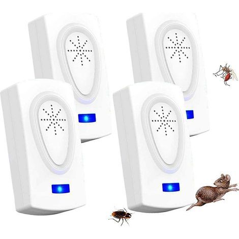 (Paquete de 4) Repelente ultrasónico de mosquitos, ratas y plagas. Repelente ultrasónico de mosquitos. Matador electrónico de ratas, mosquitos, cucarachas, moscas y hormigas. (1/5)