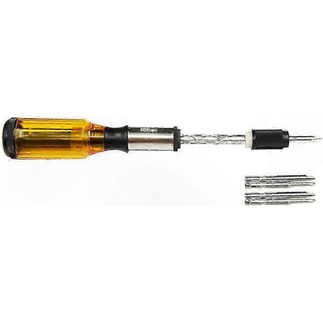 Tournevis semi-automatique rouge et jaune, outil de réparation à cliquet en spirale, démontage et montage faciles, réglage SP-ial, embouts multiples (1/5)
