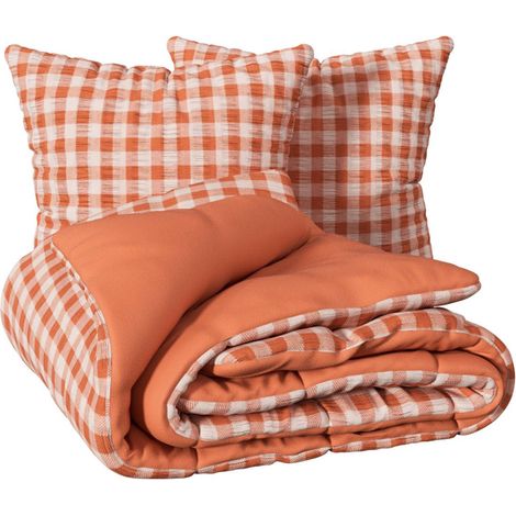 Set di biancheria da letto vichy 240x220cm in terracotta stampata - Atmosphera créateur d'intérieur