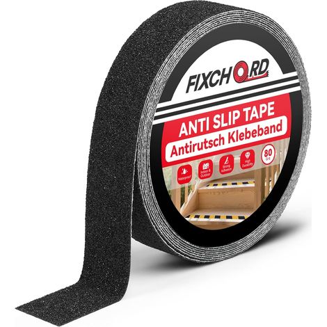 Bande Antidérapante adhésive, 5mx25mm Ruban antidérapant, intérieur/extérieur, Bande Antidérapante Escalier pour nez de marche, imperméable, haute traction, grain 80, noir (1/5)