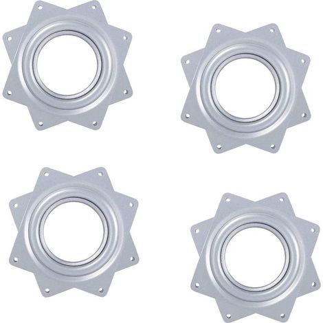 4 Pièces Plaque Pivotante 360 Degrés Plateau Entièrement Galvanisé Roulements à Billes Porteurs Forte Flexibilité pour Présentoirs Armoires à Chaussures Rotatives Sièges Auto Etc(Argent) (1/5)
