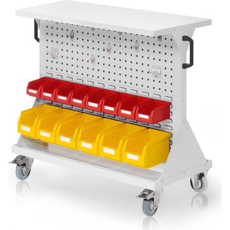Kappes RasterMobil® Größe 2 - 1000x930x500mm - 2x Lochplatte 2x Schlitzplatte - Ablageboden aus Stahlblech - lichtgrau