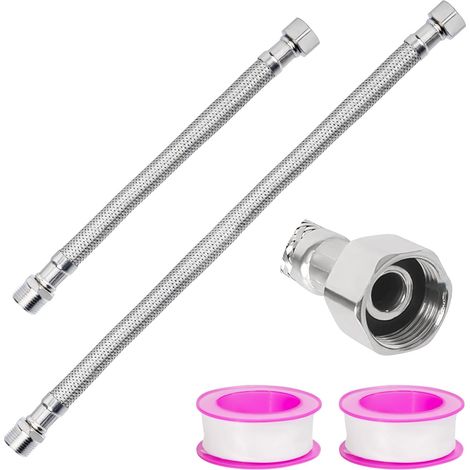 Tuyaux de Raccordement Flexibles Robinets G3/8", Raccords Rallonge de Tuyau Flexible Tressé en Acier Inox Rallonge Lavabo Tubes pour Robinetterie Cuisine Robinet de Salle de Bain(10 cm, 20 cm) (1/5)