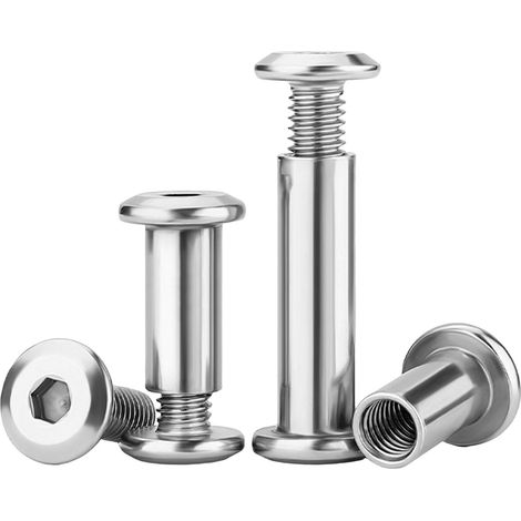 Lot de Vis de Connexion pour Meubles M6-10 Vis M6x12mm + 10 Écrous à Douille M6x20mm Acier Inoxydable 304 Résistant à la Corrosion pour Bois et Bricolage Intérieur/Extérieur (1/5)