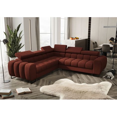 Ecksofa Schlafsofa BASTIEN in Stoff Moly Ziegelrot Seite Universal