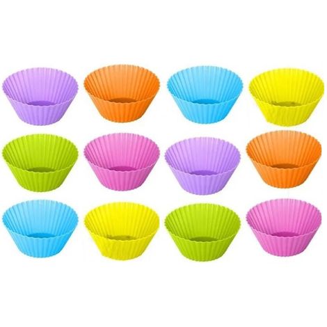 12-teiliges Set hitzebeständiger, lebensmittelechter Silikon-Muffinformen zum Backen und für Partys (1/5)