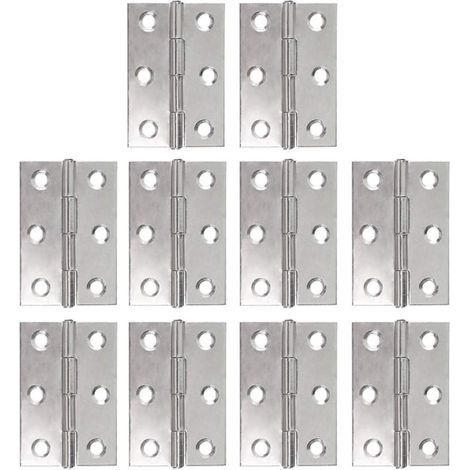 Lot de 10 charnières inox charnière piano charnières pliantes bandeau de charnière de porte de meuble charnière 48 mm avec 6 trous de fixation connecteurs pour jardinières modélisme (1/5)