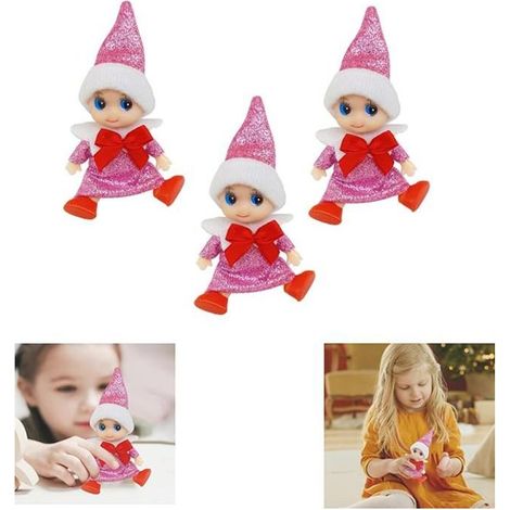 Personnages de Noël : Bébé Lutin Farceur de Noël, 9 cm, Mini Poupées Elfes de Noël pour Étagère, Lot de 3 Elfes de Noël Lutins Farce (1/5)