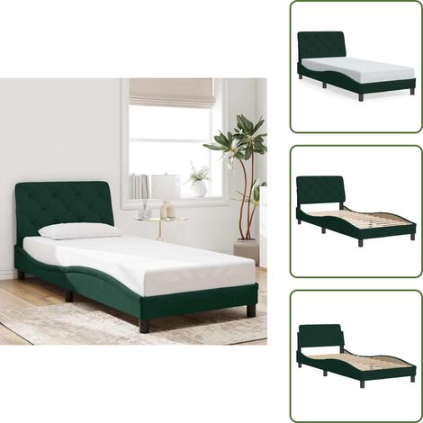 Cuscino testiera - vidaXL Giroletto senza Materasso Verde Scuro 90x200 cm in Velluto - Velluto