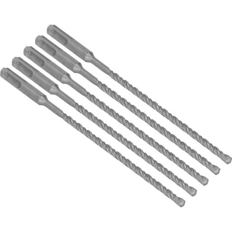 Foret béton carbure 5 pièces 210mm 6mm, foret burin SDS pour marteau perforateur, pointe spirale 2 goujures, maçonnerie et béton (1/5)