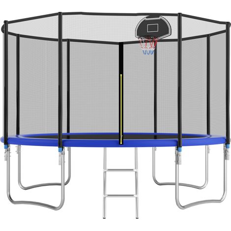 Trampoline extérieur 366cm cadre renforcé stable et solide, fabrication monobloc adaptée pour enfants, adolescents et adultes