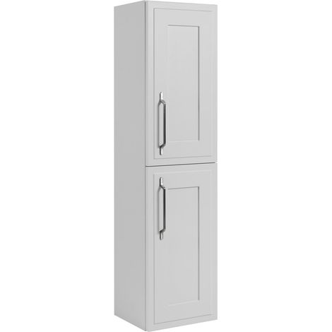 Mobiletto da bagno, bianco, 35 x 136 x 27 cm, maniglia argento (1/5)