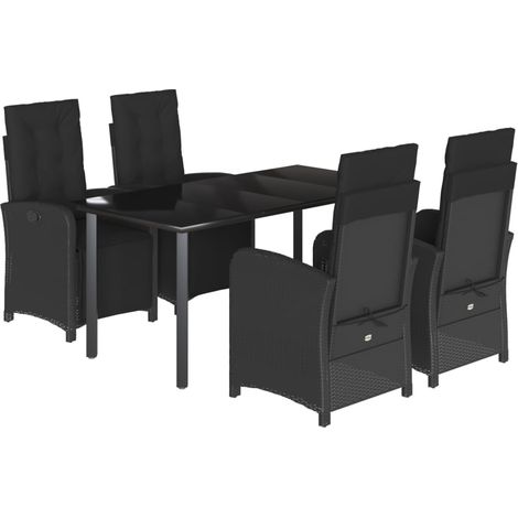Maison Exclusive - 5-tlg. Garten-Essgruppe mit Kissen Schwarz Pol